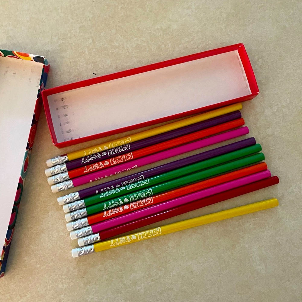 Coach Poppy Rainbow Pencil Set of 11 NIB Vintage 2009 Y2K Collector Stationery